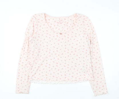 Primark Women Pink Floral Long Sleeve Pyjama Top Size 18-20