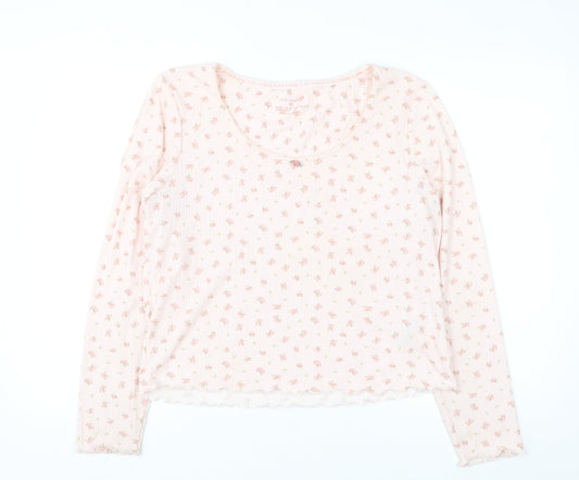 Primark Women Pink Floral Long Sleeve Pyjama Top Size 18-20