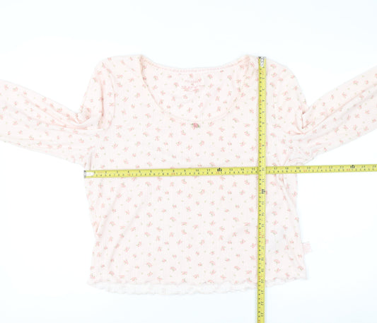 Primark Women Pink Floral Long Sleeve Pyjama Top Size 18-20