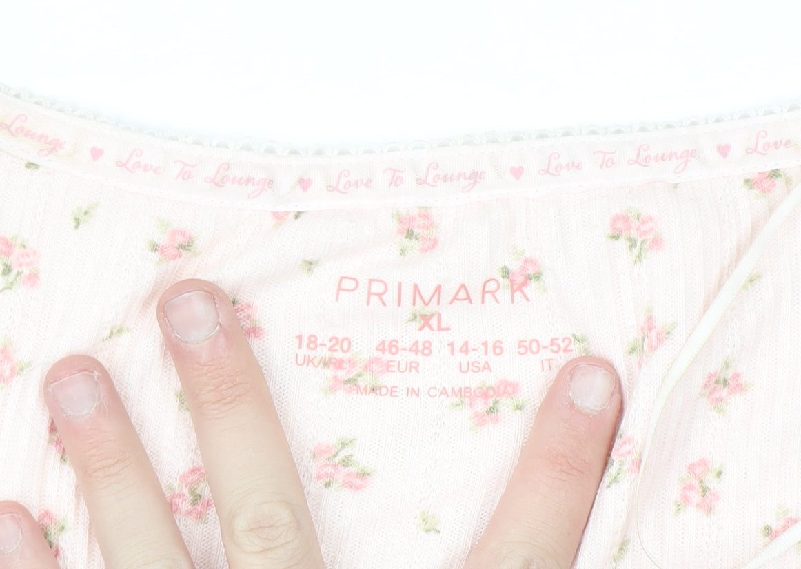 Primark Women Pink Floral Long Sleeve Pyjama Top Size 18-20