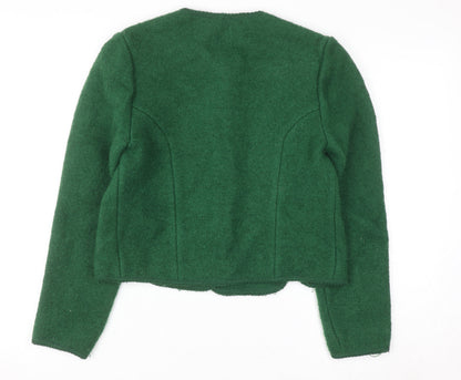 The Eagle's Eye Women Green Wool Cardigan Size 12 Crew Neck Button Up