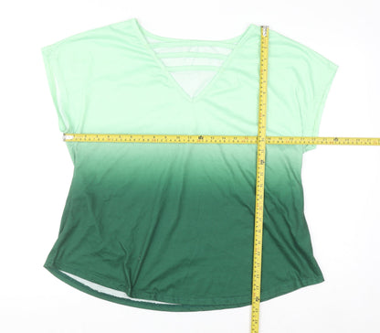 Shein Curve Women’s Green Ombre V-Neck Short Sleeve T-Shirt Size 2XL