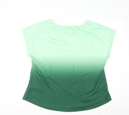 Shein Curve Women’s Green Ombre V-Neck Short Sleeve T-Shirt Size 2XL