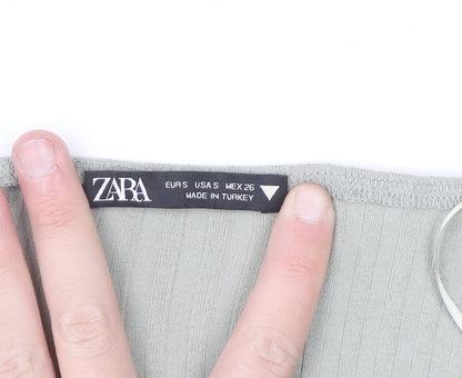 Zara Women Grey Size 8 Long Sleeve Ribbed Bodycon Dress