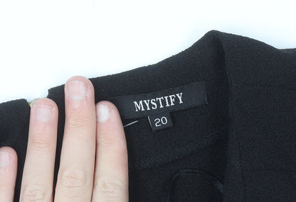 Mystify Women’s Black Size 20 Shift Dress Short Sleeve Zip Back
