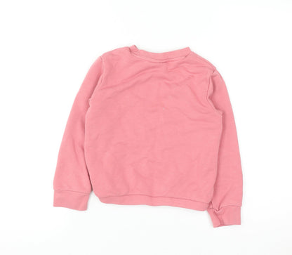 Adidas Girls Pink 6-7 Years Pullover Crew Neck Graphic Sweatshirt