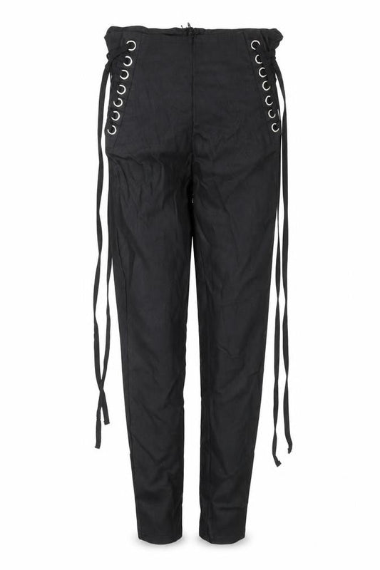 SHEIN Women's Black Lace-Up High Waist Skinny Trousers Size 8