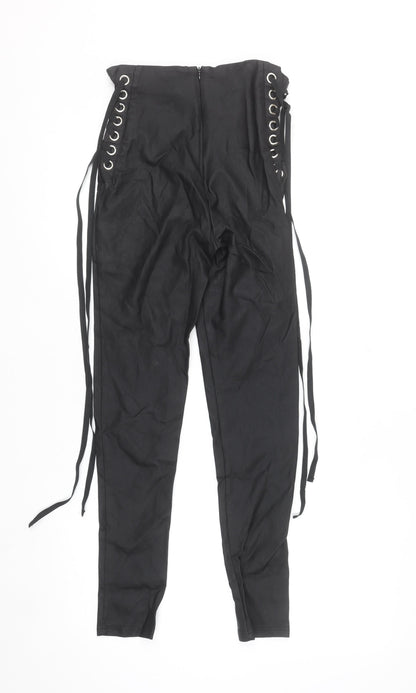 SHEIN Women's Black Lace-Up High Waist Skinny Trousers Size 8