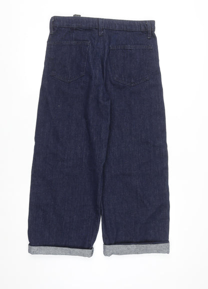 Zara Women's Blue Wide-Leg High Rise Cotton Jeans Size 8