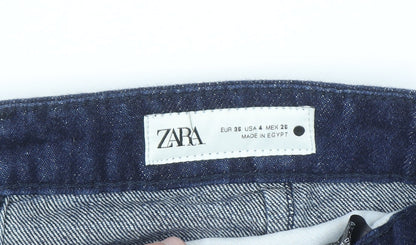 Zara Women's Blue Wide-Leg High Rise Cotton Jeans Size 8