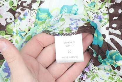 Claudia C Women's Multicoloured Floral Animal Print Ruffle Tunic Blouse Size 20