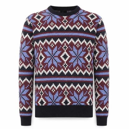 Le Breve Men's Blue Fair Isle Knit Pullover Jumper Size M