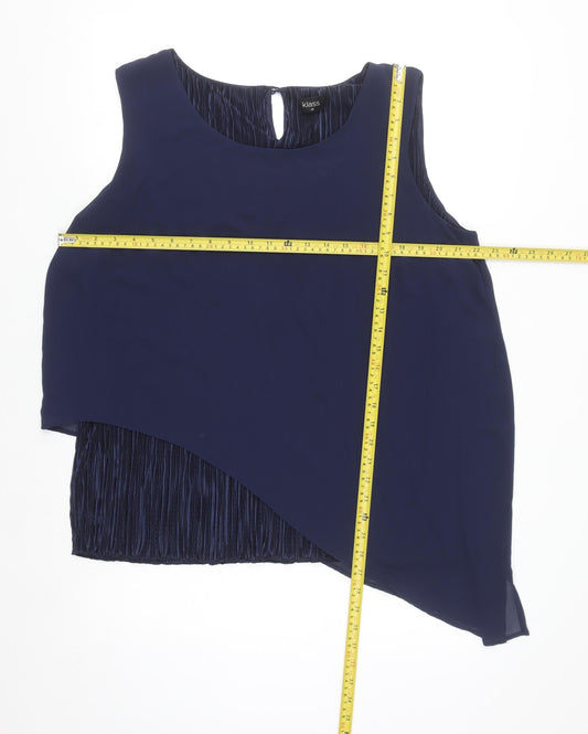 Klass Women Navy Blue Asymmetrical Sleeveless Blouse Size 20