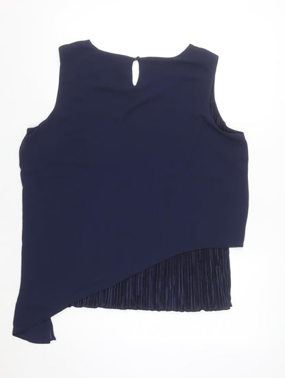 Klass Women Navy Blue Asymmetrical Sleeveless Blouse Size 20