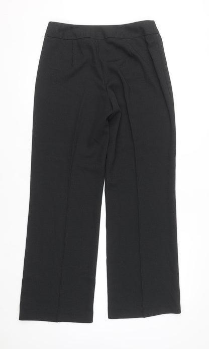 Dunnes Stores Womens Black Straight Leg Trousers Size 10 Regular Fit