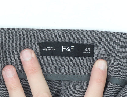 F&F Women's Grey Pleated Straight Leg Trousers UK 10