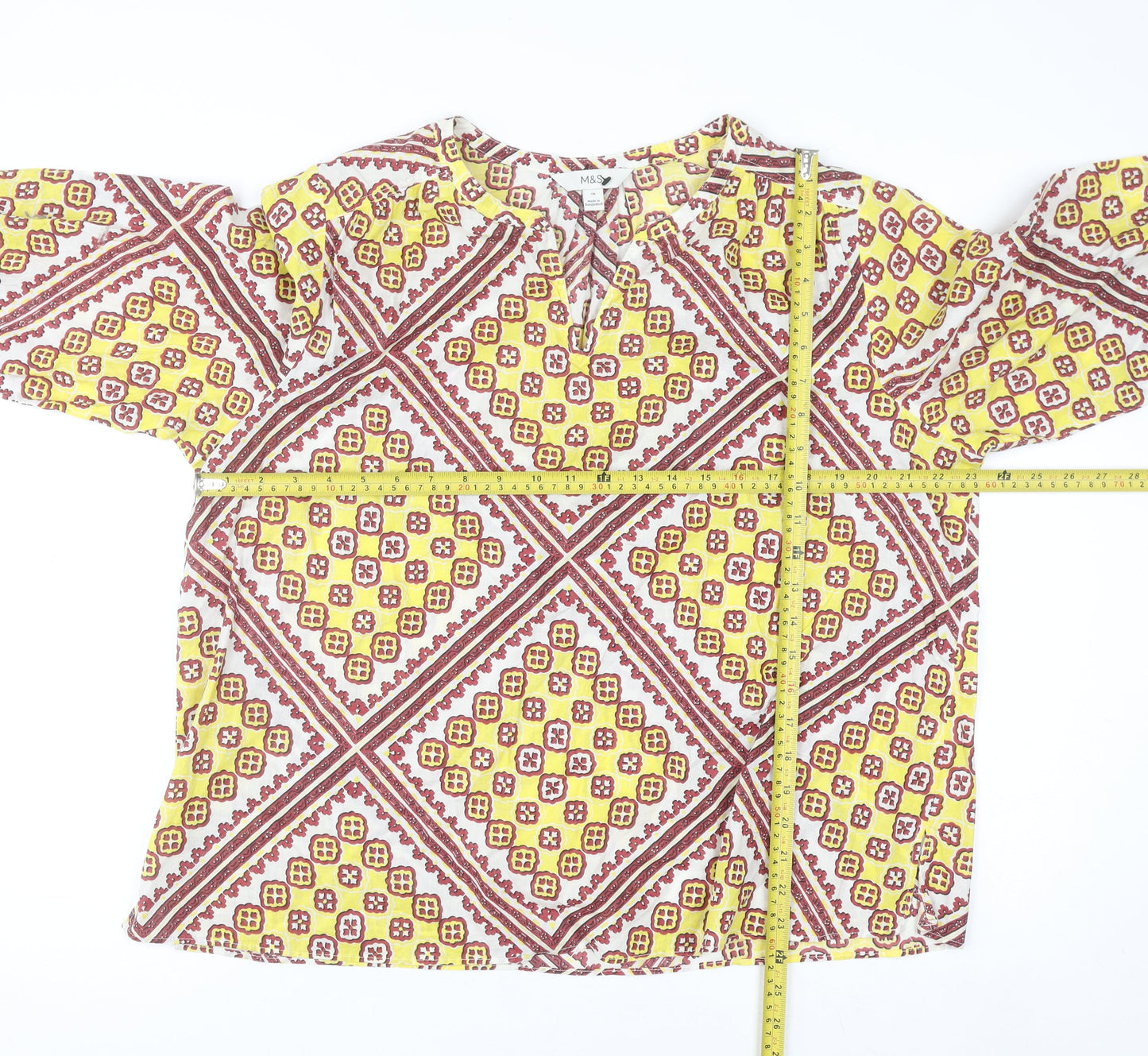 Marks and Spencer Women’s Multicoloured Size 16 Cotton Tunic Blouse