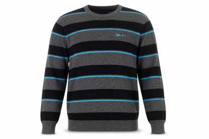 John Devin Men's Grey Striped Cotton Acrylic Pullover Jumper M