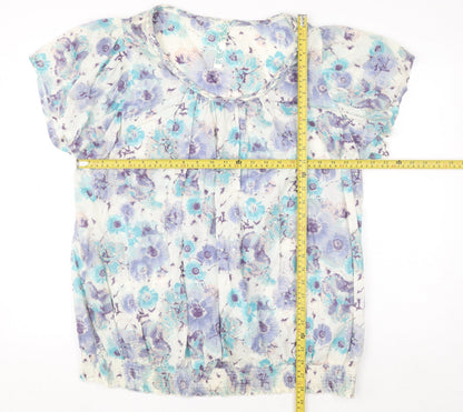 Evans Womens Multicoloured Floral Cotton Sequin Tunic Blouse Size 24