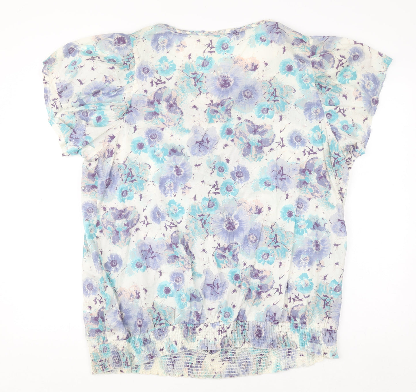 Evans Womens Multicoloured Floral Cotton Sequin Tunic Blouse Size 24