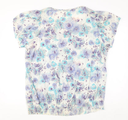 Evans Womens Multicoloured Floral Cotton Sequin Tunic Blouse Size 24