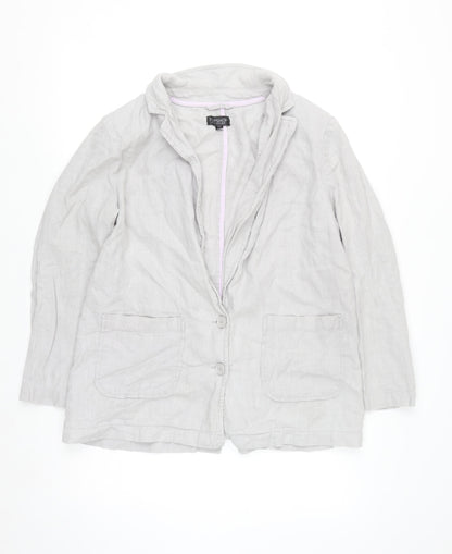 Topshop Women’s Grey Linen Blazer Jacket Size 14