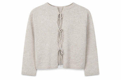 Noisy May Women Beige Knit Reversible Tie Cardigan Size S