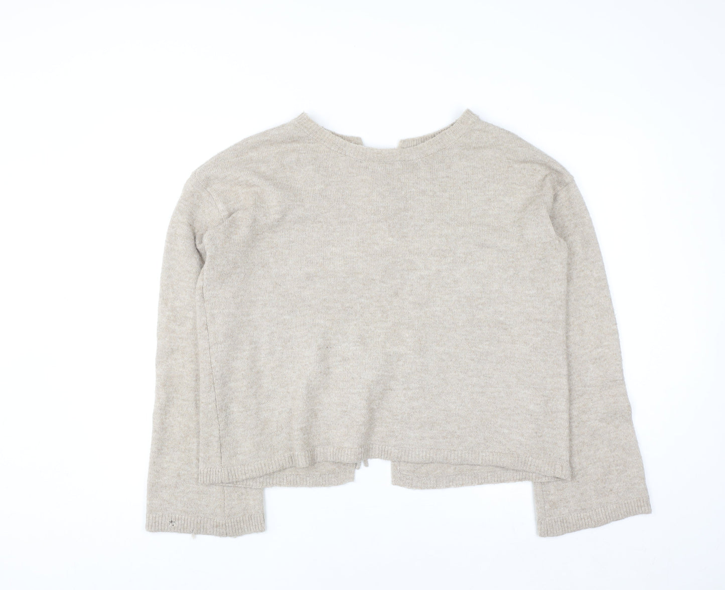 Noisy May Women Beige Knit Reversible Tie Cardigan Size S