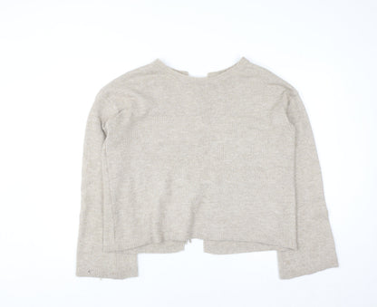 Noisy May Women Beige Knit Reversible Tie Cardigan Size S