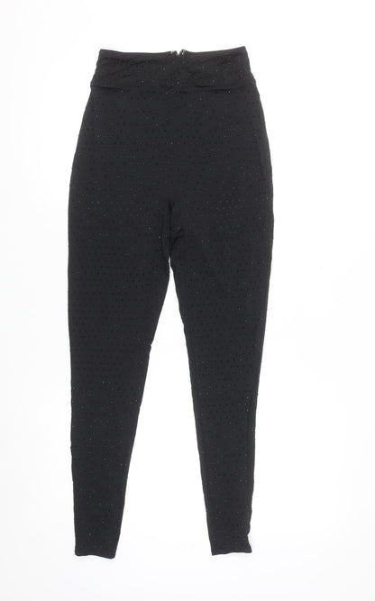 Oh Polly Womens Black UK 6 High Rise Sequin Ankle Leggings