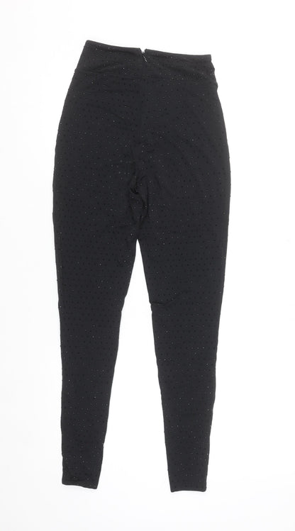 Oh Polly Womens Black UK 6 High Rise Sequin Ankle Leggings