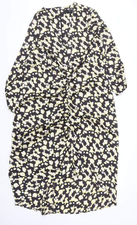 Next Womens Multicoloured Floral Ruched Midi Dress Size 20