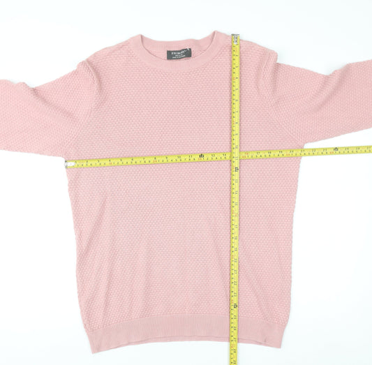 Primark Men's Pink Cotton Crew Neck Jumper M