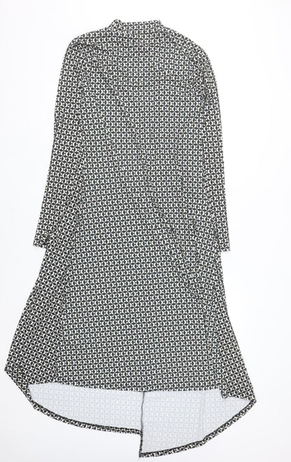 River Island Women Black Geometric Midi Shirt Dress Size 14
