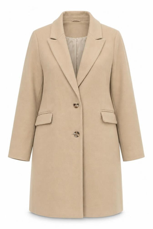 Primark Women’s Beige Wool Blend Mid-Length Overcoat UK 14