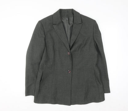 St. Bernard Women’s Grey Two-Button Suit Jacket Size 14 Classic Fit