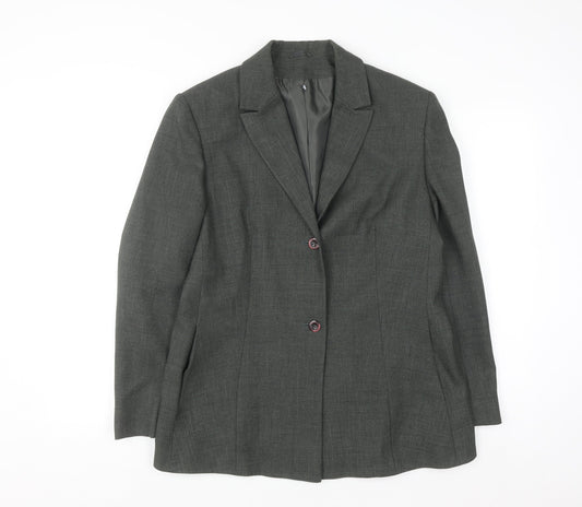 St. Bernard Women’s Grey Two-Button Suit Jacket Size 14 Classic Fit