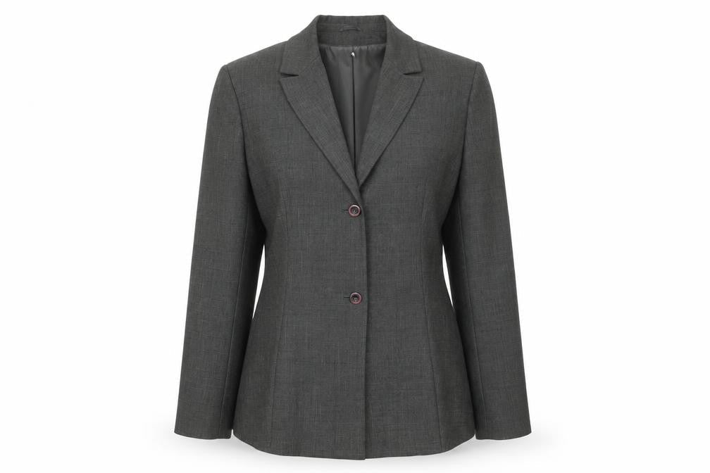 St. Bernard Women’s Grey Two-Button Suit Jacket Size 14 Classic Fit