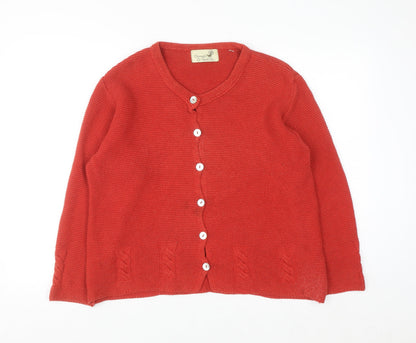 Oonagh O’Neill Women Red Knit Cardigan Medium Acrylic Cotton