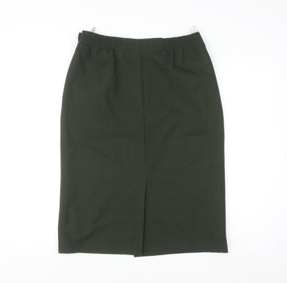 Avoca Women Green Wool Pencil Skirt M Knee Length Workwear