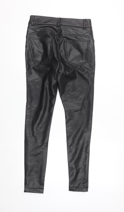 Very Women Black Faux Leather Skinny Trousers Size 10