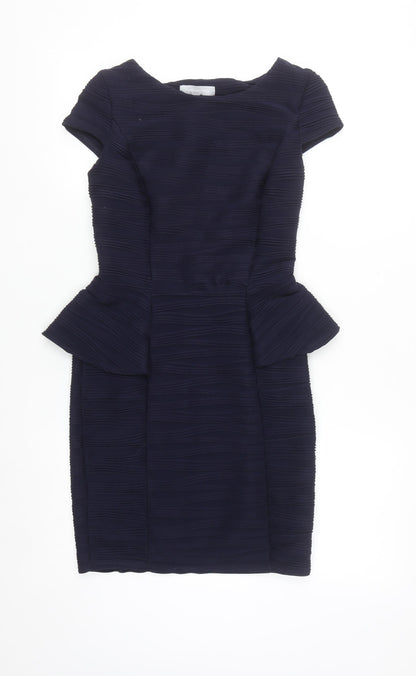 Red Herring Women Blue Size 8 Peplum Short Sleeve Work Dress