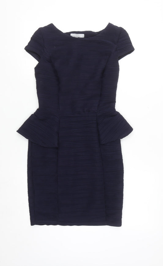 Red Herring Women Blue Size 8 Peplum Short Sleeve Work Dress