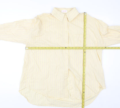Savida Women's Yellow Striped Cotton Button-Up Shirt Size 14