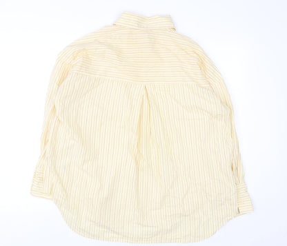 Savida Women's Yellow Striped Cotton Button-Up Shirt Size 14
