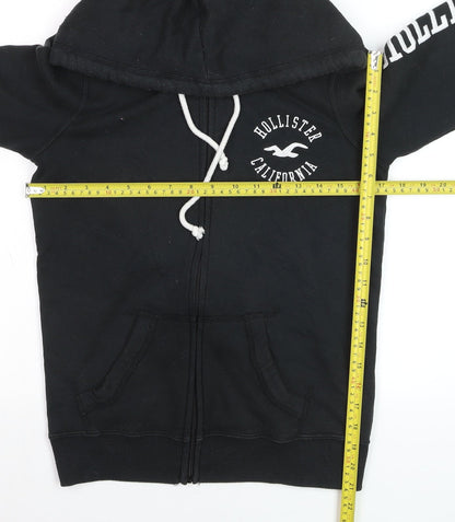 Hollister Boys Black Full Zip Fleece Hoodie XS Logo Sweatshirt
