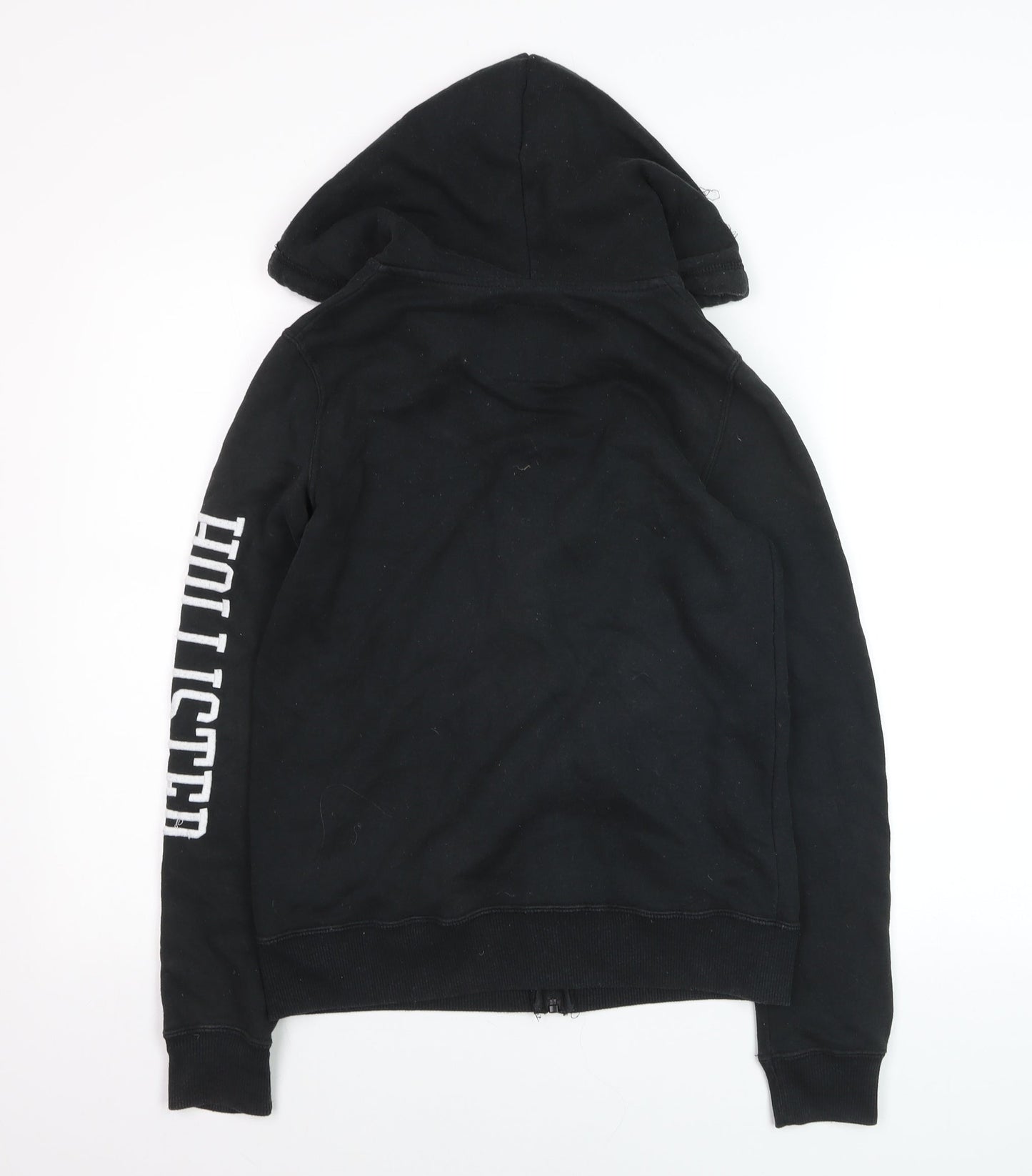 Hollister Boys Black Full Zip Fleece Hoodie XS Logo Sweatshirt