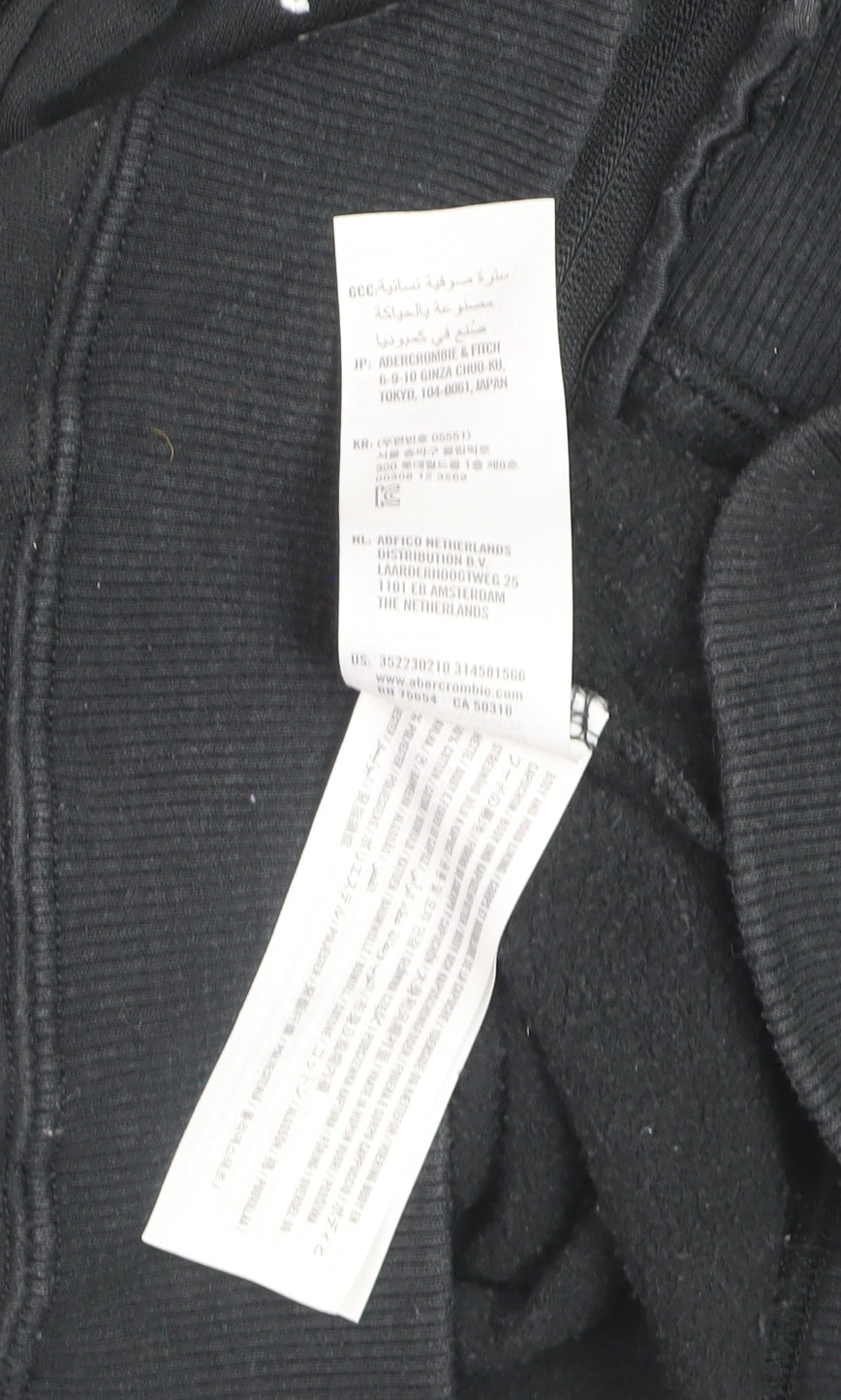 Hollister Boys Black Full Zip Fleece Hoodie XS Logo Sweatshirt