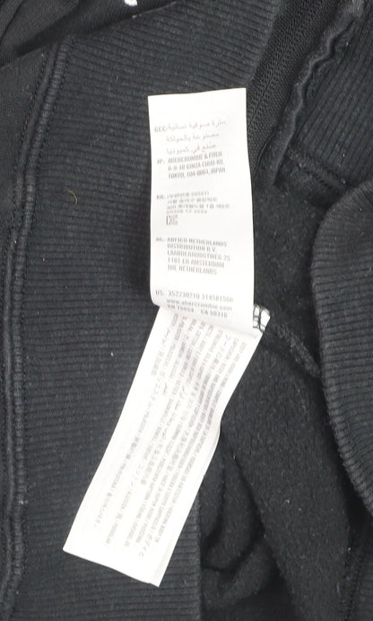 Hollister Boys Black Full Zip Fleece Hoodie XS Logo Sweatshirt