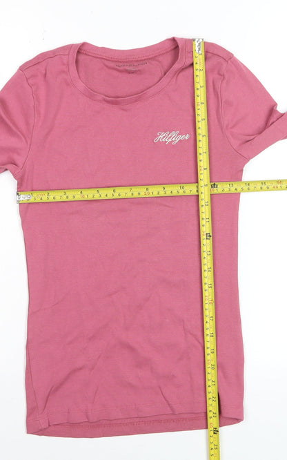 Tommy Hilfiger Women's Pink Long Sleeve Cotton Crew Neck T-Shirt Size S